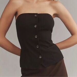 Anthropologie Tailored Button-Front Tube Top